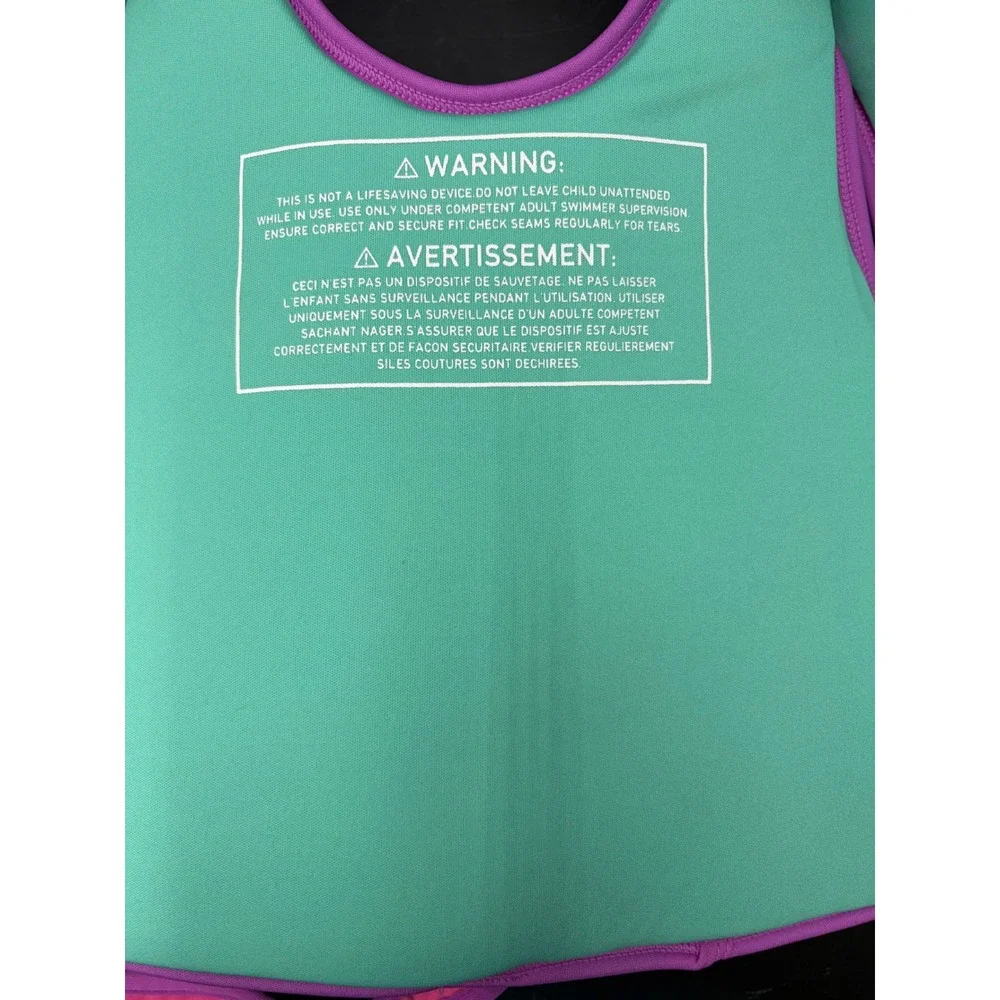 Speedo Girl Power Swim Flotation Vest Pink Striped UV50 Ages 4-6 45-60lbs